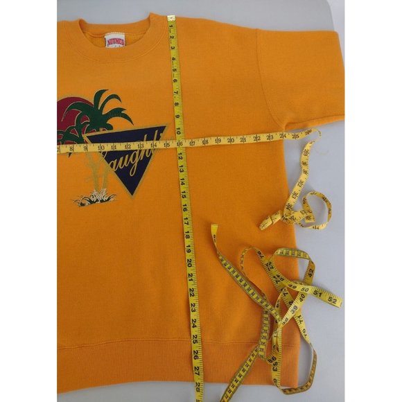 Vintage 90s Laughlin NV Nutmeg Mills Palm Trees Orange Crewneck Sweatshirt Men L - Picture 8 of 8